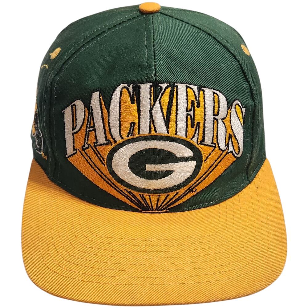 Vintage Green Bay Packers Logo 7 Snapback Hat Green Yellow NFL Football Cap